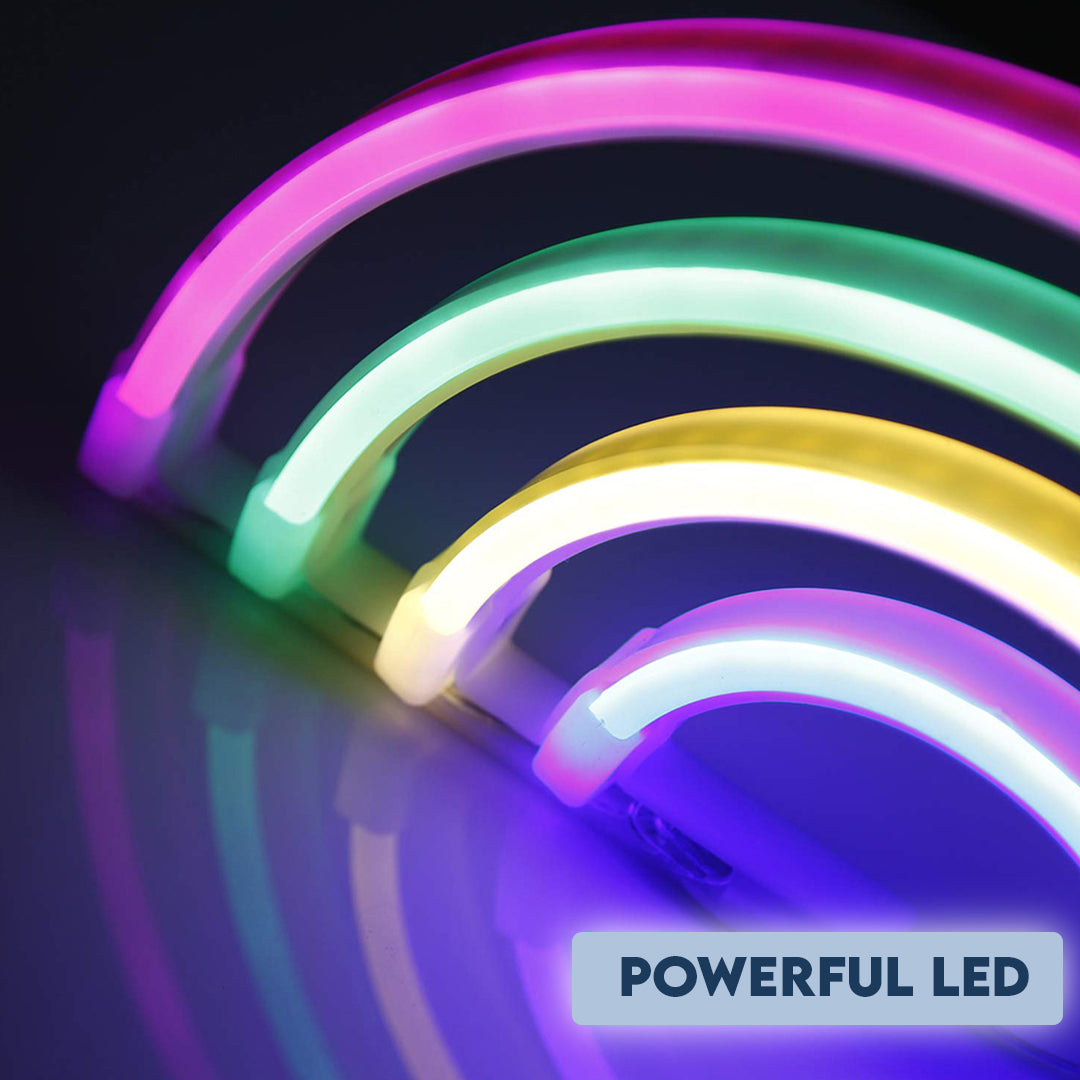 Enchanting LED Rainbow Neon Light in Warm White for Decor