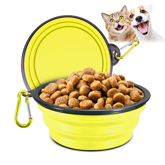Silicone Portable Pet Bowl Collapsible (Yellow)