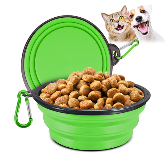 Silicone Portable Pet Bowl Collapsible (Green)