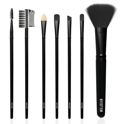 7 PCS Silicone Handle Makeup Brush Set (Black)
