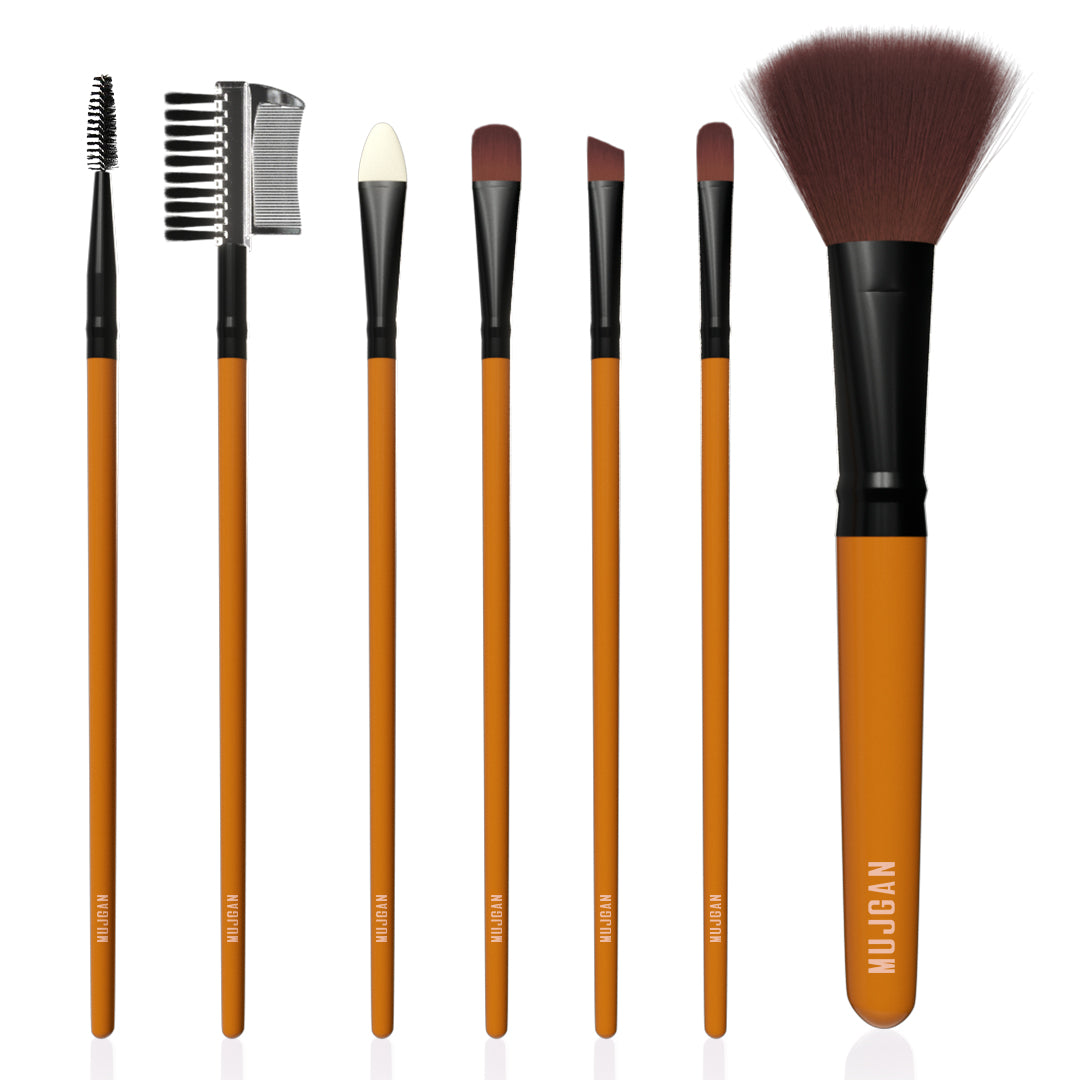 7 PCS Silicone Handle Makeup Brush Set (Gold)