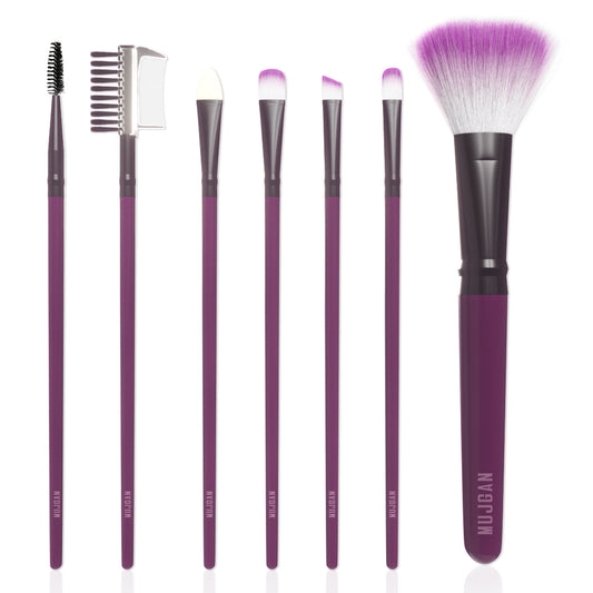 7 PCS Silicone Handle Makeup Brush Set (Purple)