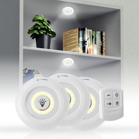 3 PCS Sticky LED Spot Lights with Smart Control Remote