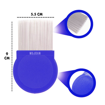 Durable Metal Flea Comb in Blue for Pet Grooming