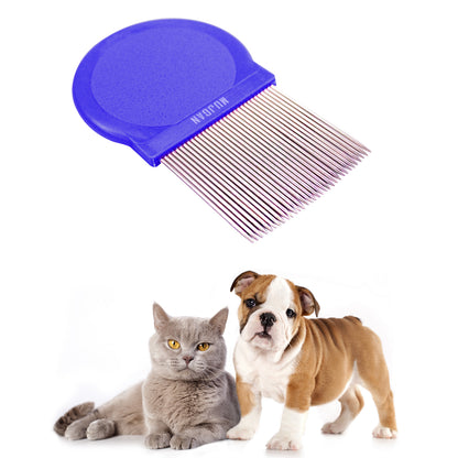 Durable Metal Flea Comb in Blue for Pet Grooming