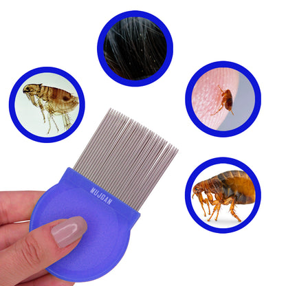 Durable Metal Flea Comb in Blue for Pet Grooming