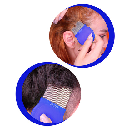 Durable Metal Flea Comb in Blue for Pet Grooming