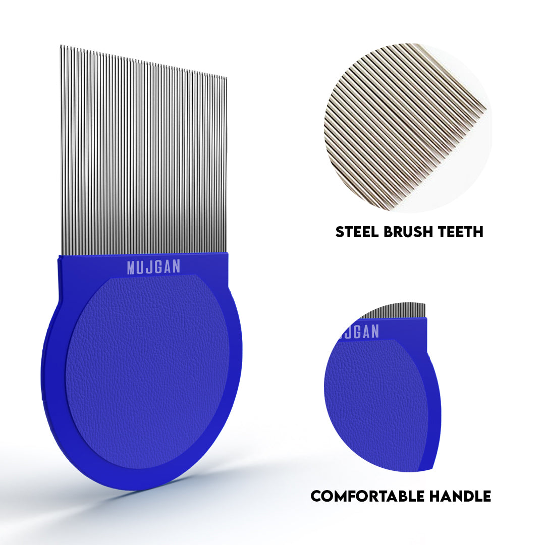 Durable Metal Flea Comb in Blue for Pet Grooming