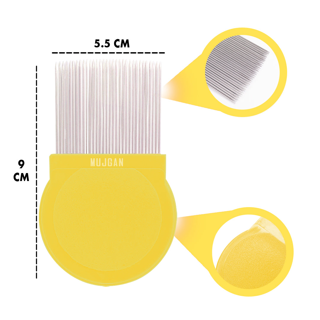 Durable Metal Flea Comb in Yellow for Pet Grooming