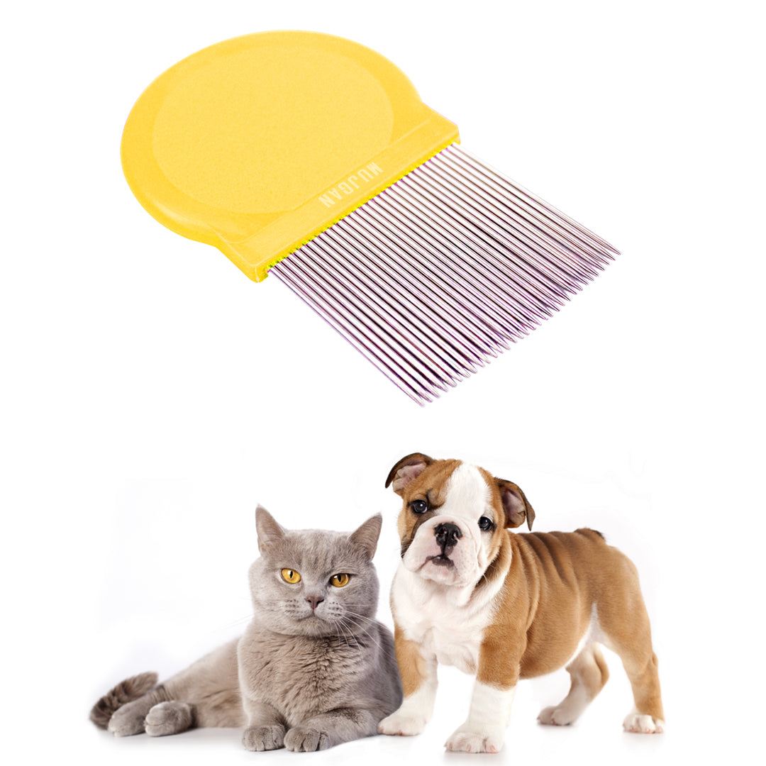 Durable Metal Flea Comb in Yellow for Pet Grooming