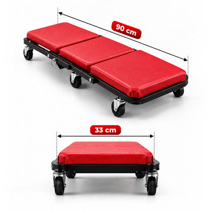 2 in 1 Mechanic Creeper Seat, Convertible Rolling Garage Creeper & Work Stool, Padded Car Repair Seat with Steel Frame and Swivel Castors