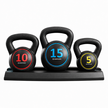 Kettlebell Set with Rack, 3 Weight Options, Ergonomic Grip, Home Workout Training Set