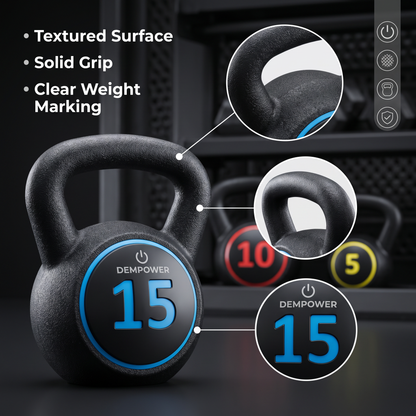 Kettlebell Set with Rack, 3 Weight Options, Ergonomic Grip, Home Workout Training Set