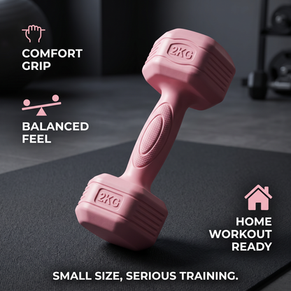 2x2kg Pink Dumbbell Set – 4kg Total, Comfort Grip Hand Weights for Home Workout, Fitness & Light Training