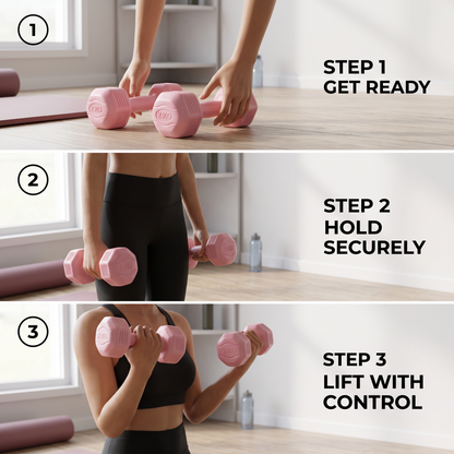 2x2kg Pink Dumbbell Set – 4kg Total, Comfort Grip Hand Weights for Home Workout, Fitness & Light Training