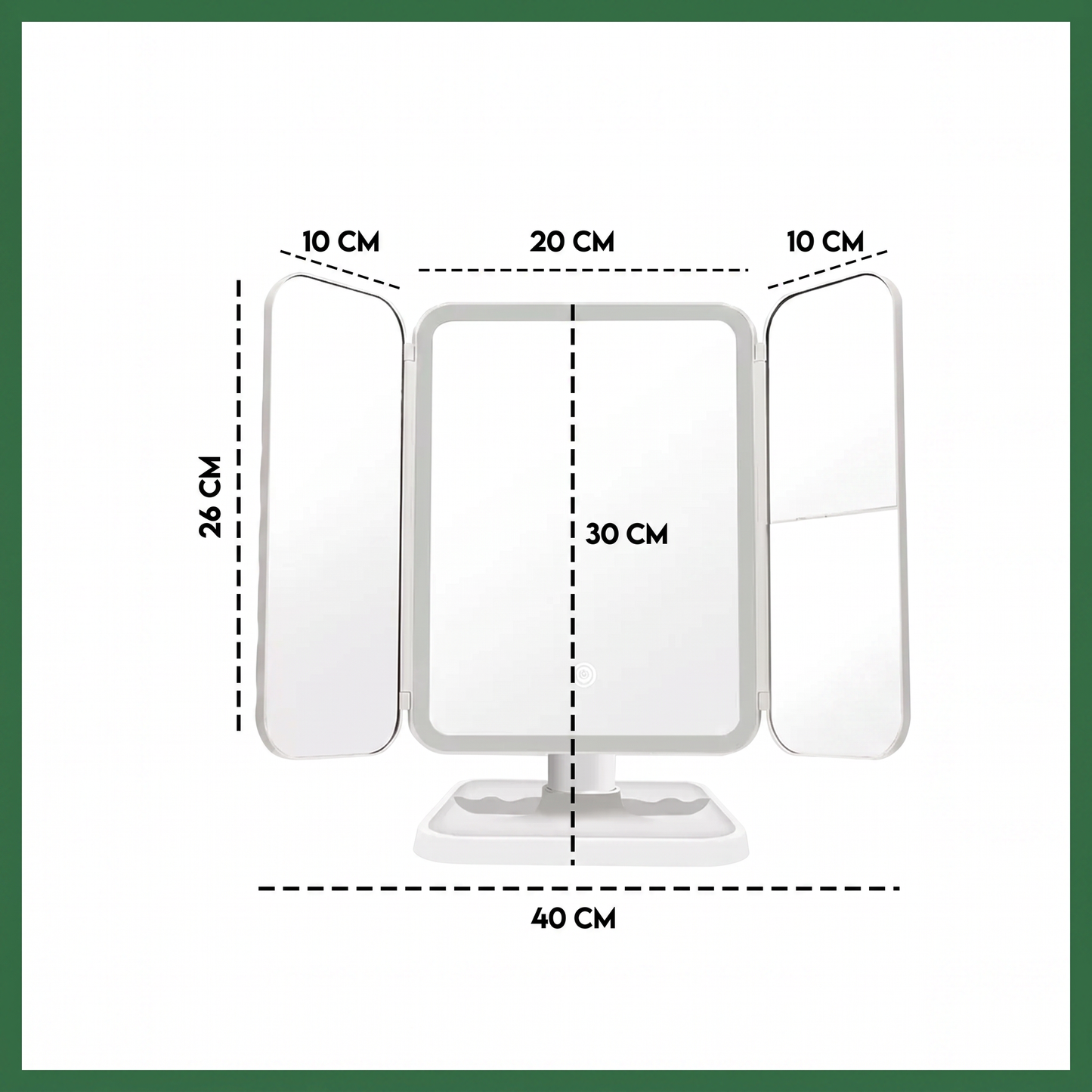 Rechargeable LED Makeup Mirror with 3 Light Modes, 2X-3X Magnification and Folding Side Mirrors