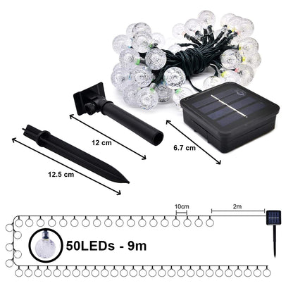 9M 50 LED RGB Waterproof Solar Lights for Garden