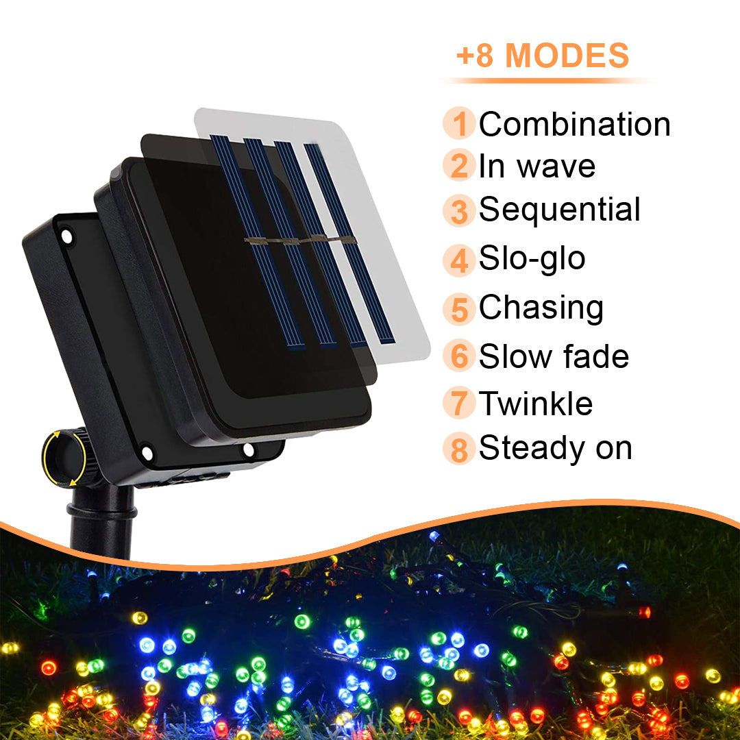 9M 50 LED RGB Waterproof Solar Lights for Garden