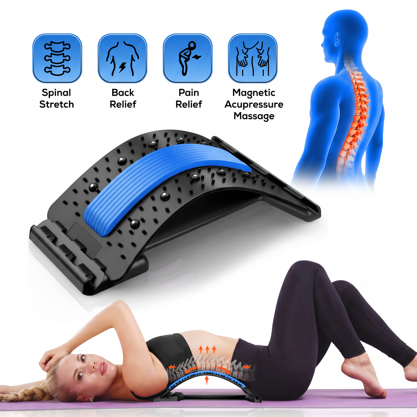 3 Level Adjustable Portable Back and Lower Back Stretcher