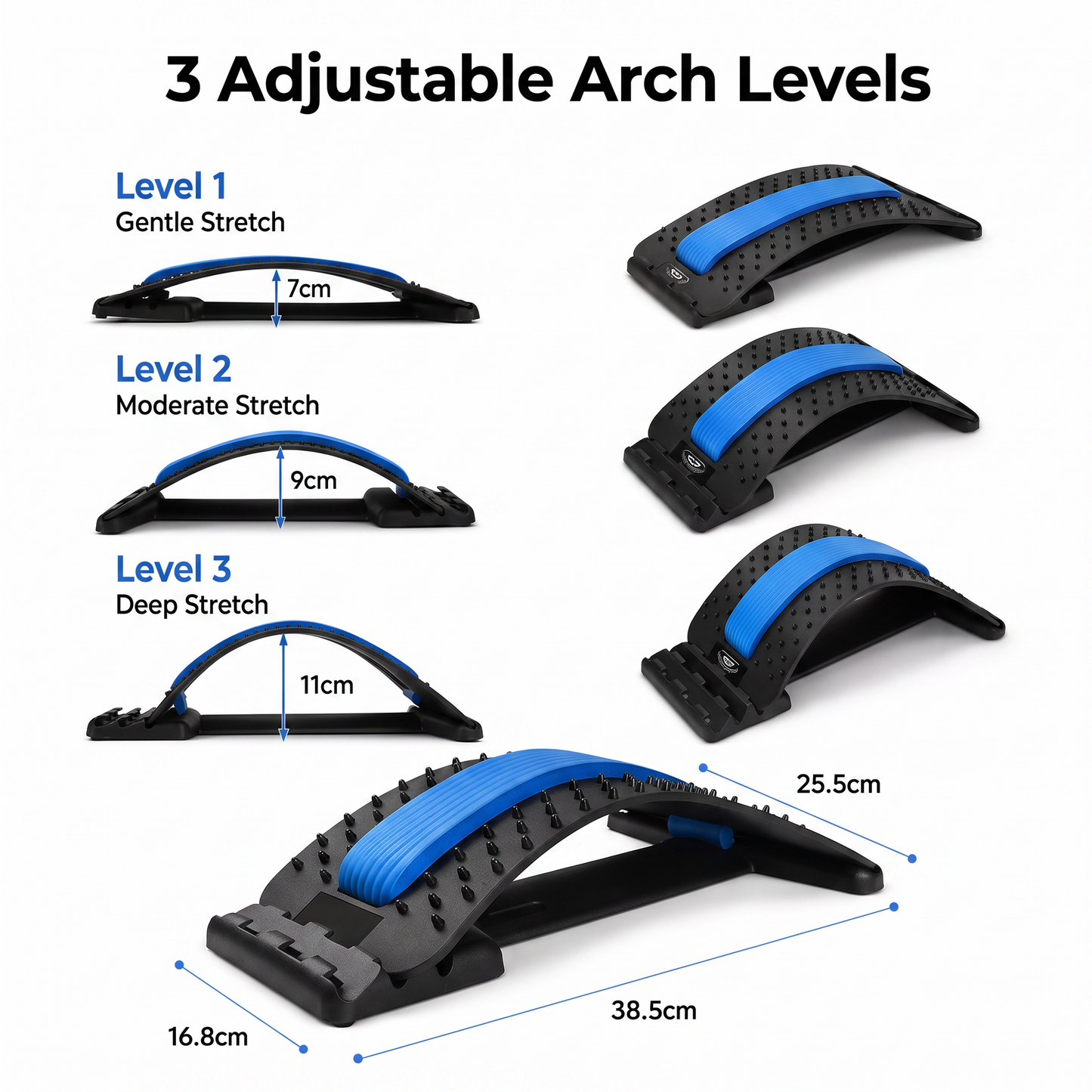 3 Level Adjustable Portable Back and Lower Back Stretcher