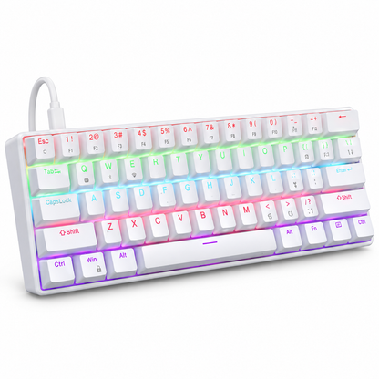62-Key Mechanical Gaming Keyboard with 12 RGB Modes, Wired USB Compact Keyboard for PC and Laptop