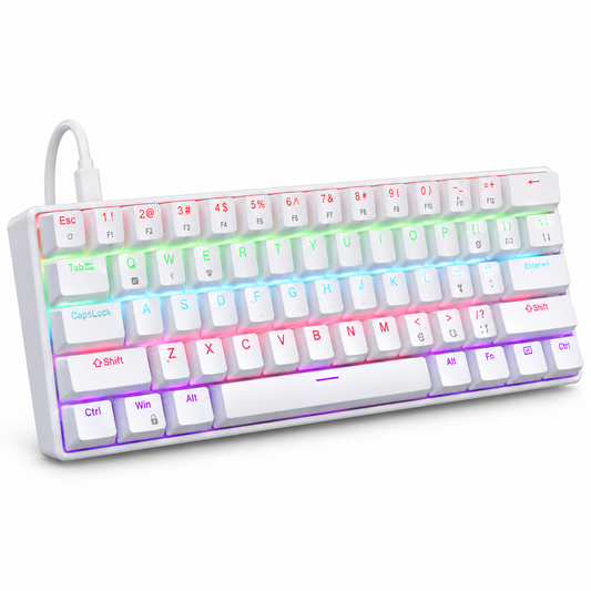 62-Key Mechanical Gaming Keyboard with 12 RGB Modes, Wired USB Compact Keyboard for PC and Laptop