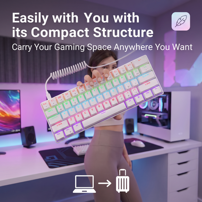 62-Key Mechanical Gaming Keyboard with 12 RGB Modes, Wired USB Compact Keyboard for PC and Laptop