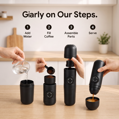Portable Manual Espresso Maker, Compact Travel Coffee Maker for Home, Office and Travel