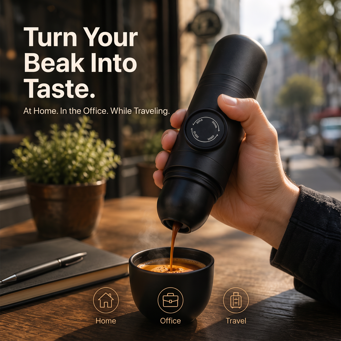 Portable Manual Espresso Maker, Compact Travel Coffee Maker for Home, Office and Travel