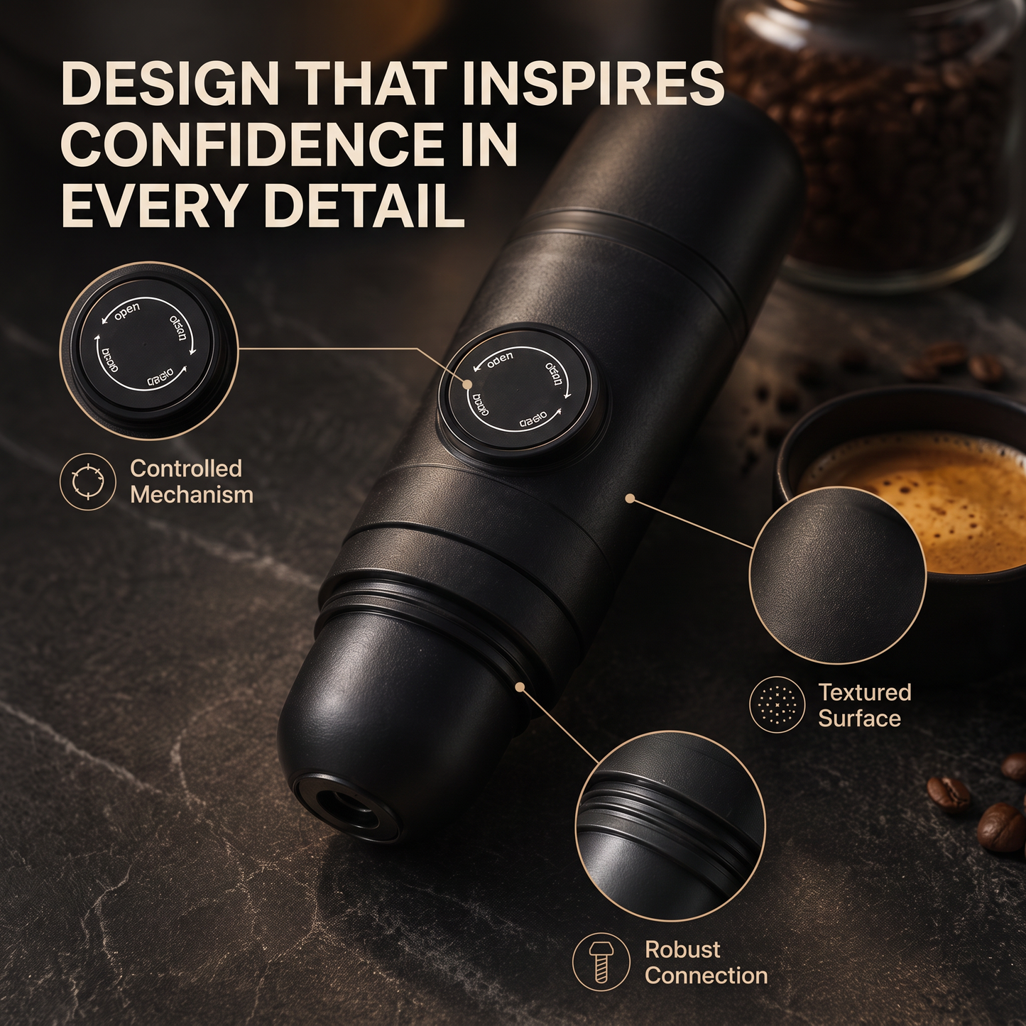 Portable Manual Espresso Maker, Compact Travel Coffee Maker for Home, Office and Travel