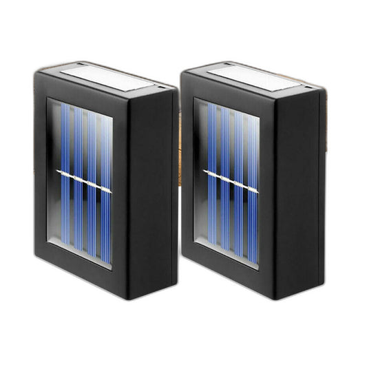 Pack of 2 solar outdoor wall lights on white background