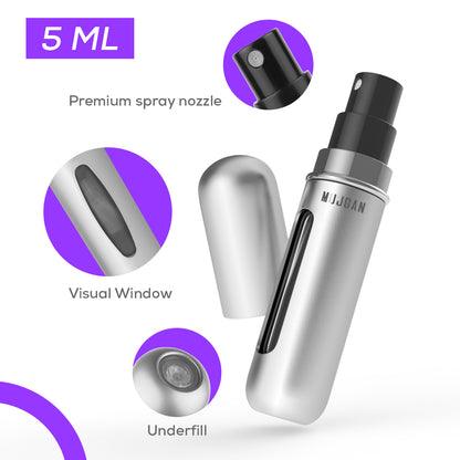 5 ML Mini, Portable, Refillable Perfume Bottle (Silver)