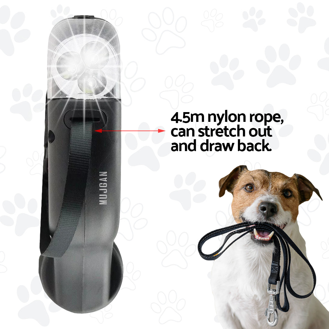 Retractable, Extendable Dog Leash With LED Flashlight & Waste Bag