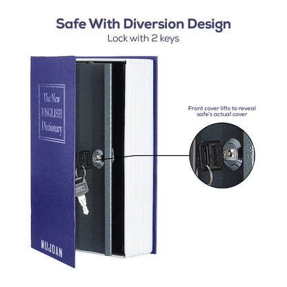 Secure and Discreet Book Safe with Key Lock in Blue