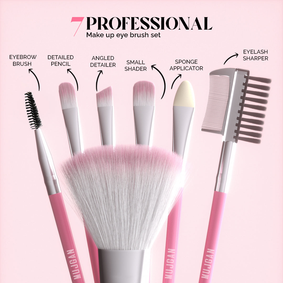 7 PCS Silicone Handle Makeup Brush Set (Pink)