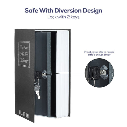 Secure and Discreet Book Safe with Key Lock in Black