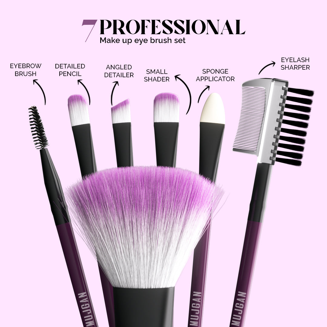 7 PCS Silicone Handle Makeup Brush Set (Purple)