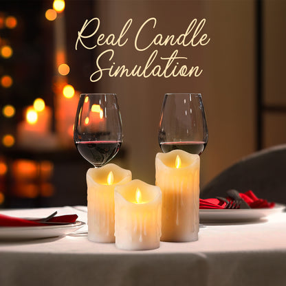 Decorative Set of 3 LED Candles with Battery for Ambiance