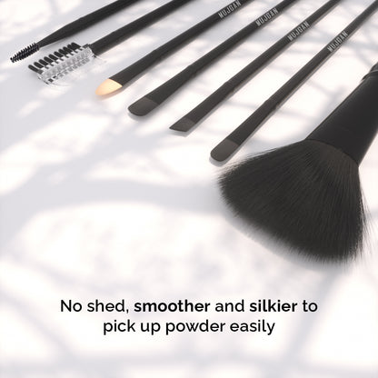 7 PCS Silicone Handle Makeup Brush Set (Black)