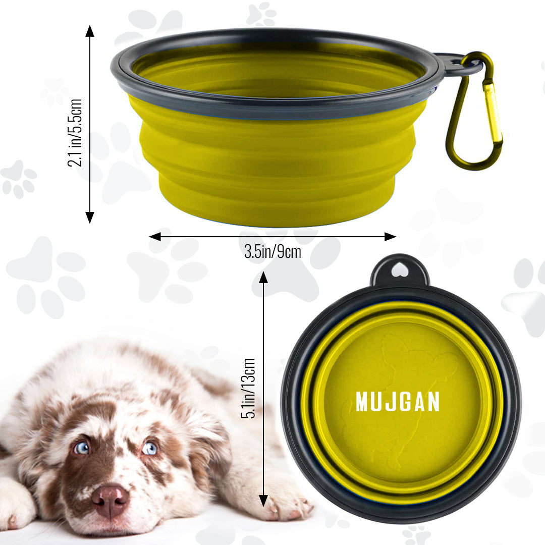 Silicone Portable Pet Bowl Collapsible (Yellow)