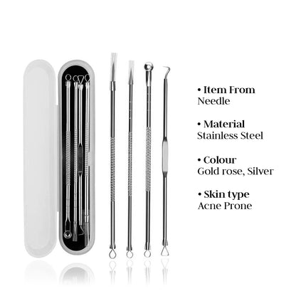 4 PCS Stainless Steel Blackhead Remover Comedone Set