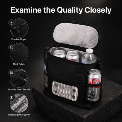Portable Insulated Cooler Bag for Food and Drinks with Mesh Pockets