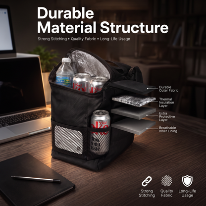 Portable Insulated Cooler Bag for Food and Drinks with Mesh Pockets