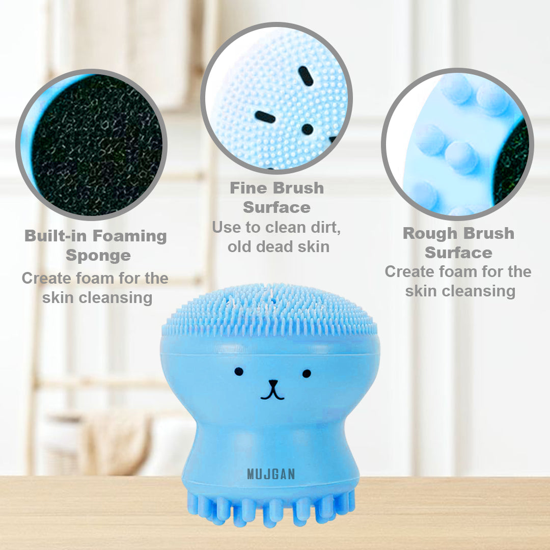 Silicone Octopus Facial Cleansing Brush (Blue)