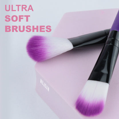 12 PCS Professional Makeup Brush Set with Cylinder Box (Purple)