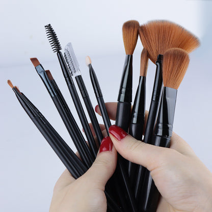 12 PCS Professional Makeup Brush Set with Cylinder Box (Black)