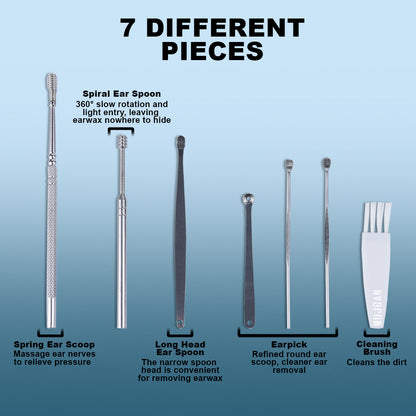 Complete 7 Piece Ear Pick Kit for Ear Cleaning