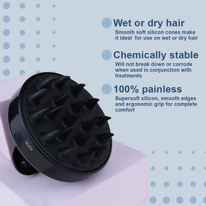 Relaxing Scalp Massager Shampoo Brush in Black