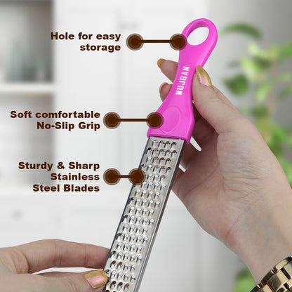 Stainless Steel Kitchen Grater With Handle (Pink)