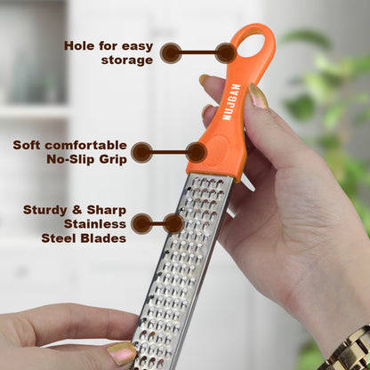Stainless Steel Kitchen Grater With Handle (Orange)
